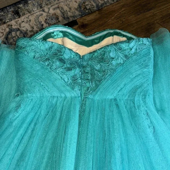 NWT MONIQUE LHUILLER Elegant Designer Luxury Gown Dress Style 443857 Teal $650 - Picture 13 of 15